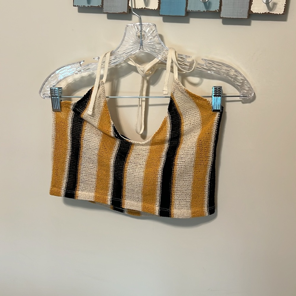 Zara Women’s Crocheted Halter Top / Size M / Brand NWT / Gold, Black, Cream